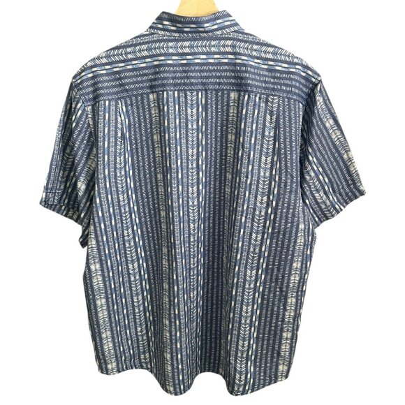 Tommy Bahama Mens Silk Short Sleeve Button Up Shirt Blue Medium Beach Resort - Picture 3 of 10